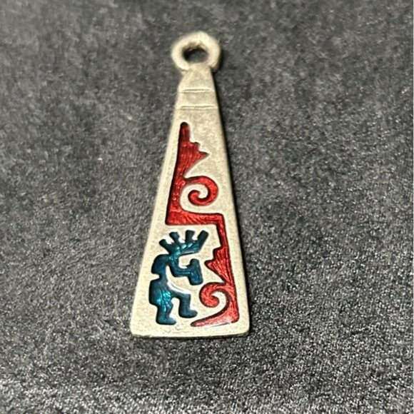 Native American Kokopelli Flute Player Sterling Silver Pendant 1.5in I972 - Picture 2 of 5